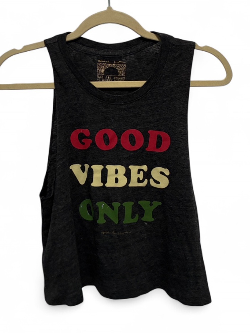 Spiritual Gangster Good Vibes Only Dark Gray Tank Top